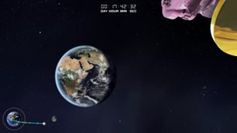Animation of telescope deploying mirror components with Earth in background.