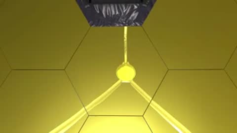 Animation zooming into the center of the golden hexagonal mirrors of JWST.