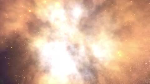 Animation of a vibrant cosmic explosion and nebula clouds swirling in space.
