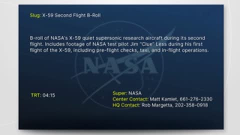 Title slide for NASA's X-59 second flight B-roll footage.