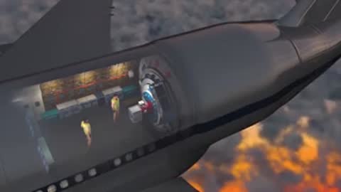 Animated cutaway view of the SOFIA aircraft showing the telescope cavity open.