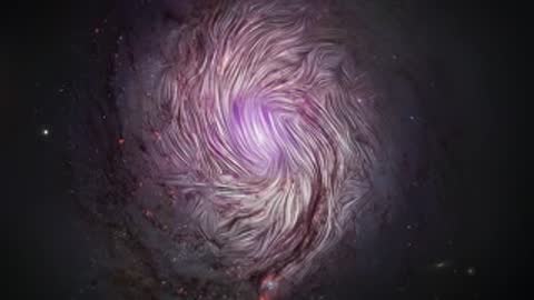 Animations of deep space nebulae and spiral galaxies rotating against a dark background.