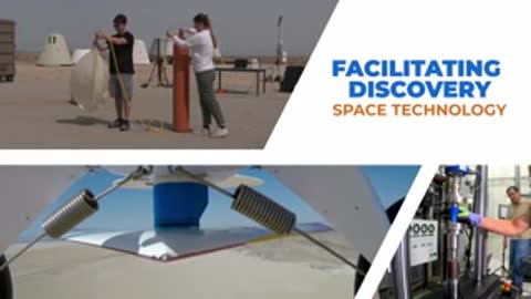 People testing materials outdoors with testing equipment, with title graphics displayed.