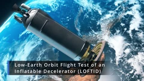 Animation of a spacecraft deploying an inflatable decelerator above Earth