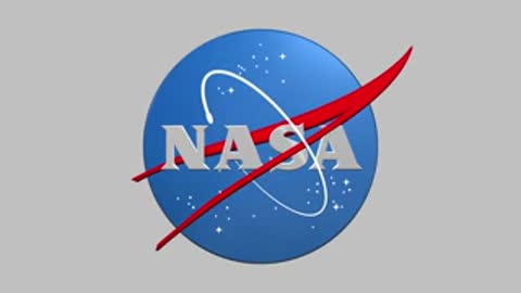 Animation shows a 3D NASA logo transforming into the classic round blue insignia.