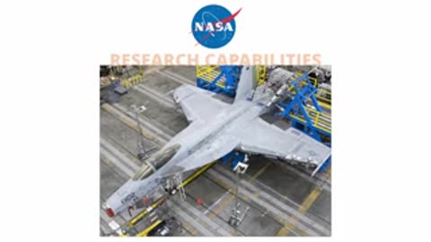 Composite image showing a cockpit view and aircraft in a hangar with NASA research text.
