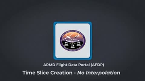 ARMD Flight Data Portal application icon and time slice creation interface displayed on a screen.