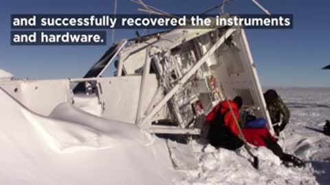 Scientists successfully recovering instruments and hardware from snow site.