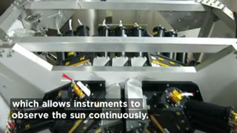 Close-up of internal instruments designed to observe the sun continuously.