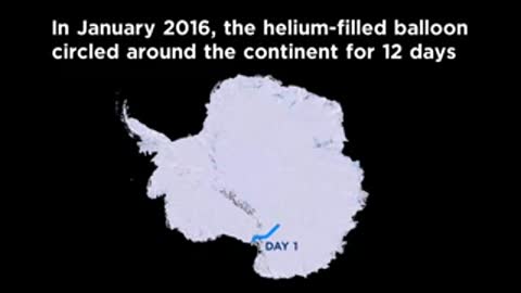 Map of Antarctica showing path of helium-filled balloon in January 2016.