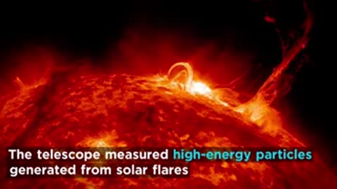 Solar flare erupting from the surface of the sun captured by telescope.