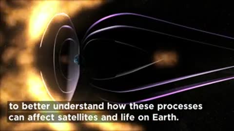 Animation of Earth's magnetosphere interacting with solar wind particles.