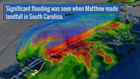 Radar map showing significant flooding as Hurricane Matthew made landfall in South Carolina