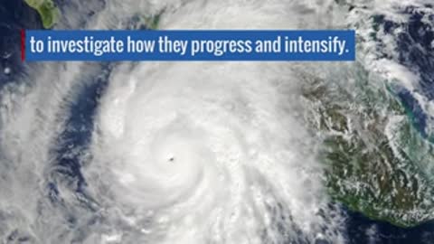 Satellite view of a hurricane progressing and intensifying