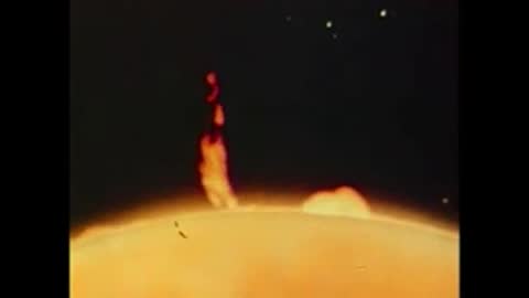 Solar prominences erupting from the Sun's orange limb in close-up