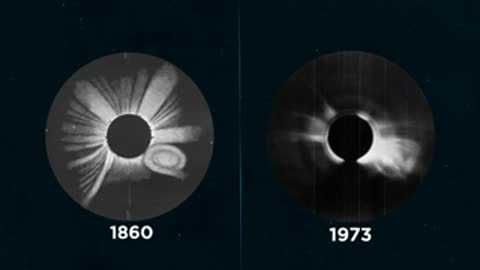 Comparison animation of 1860 and 1973 solar eclipse coronal drawings