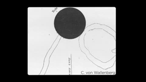 Historical solar eclipse sketch with outlined features by C. von Wallenberg