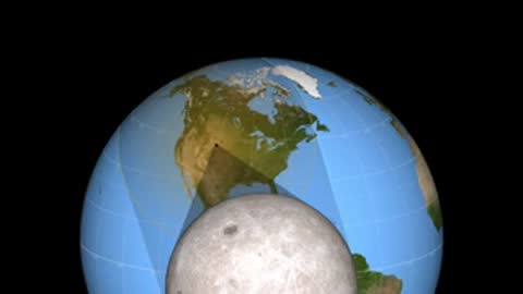 3D animation showing Earth and the Moon casting a shadow during an eclipse