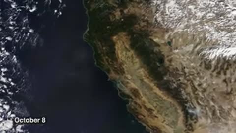 NASA Earth-observing satellites capture images of wildfires in California on October 8.