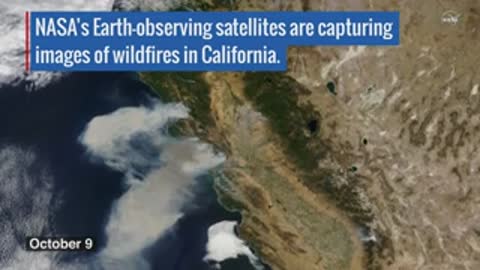 Massive plumes of smoke rise from California wildfires on October 9.