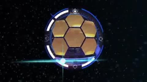 Animation showcasing parts of the James Webb Space Telescope with blue interface graphics