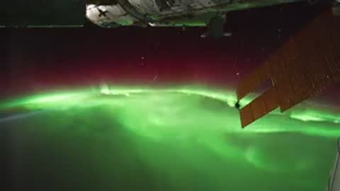 Aurora borealis viewed from space station.