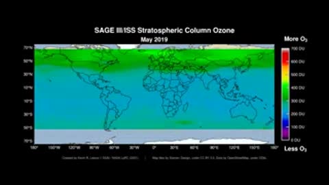Map graphic showing stratospheric column ozone.