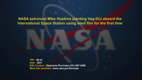 NASA title graphic with astronaut name and mission details on blue background.