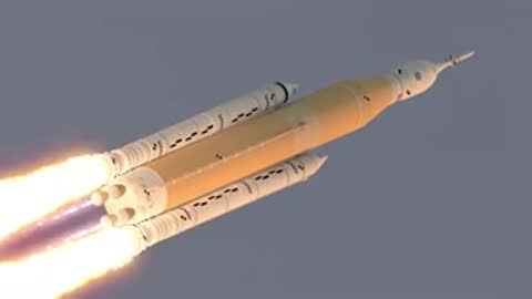 Medium animation of the rocket climbing through the sky, period details.