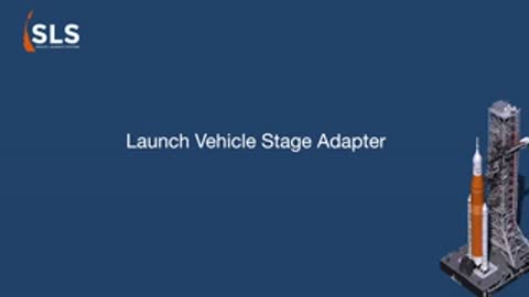 SLS title card graphic with animated rocket launch icon.