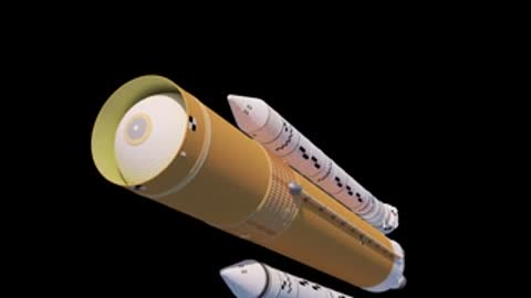 animation showing assembly sequence of space launch system rocket