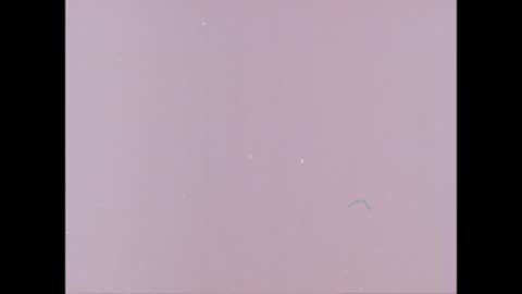 Film leader countdown showing numbers from eight to two on a pink background
