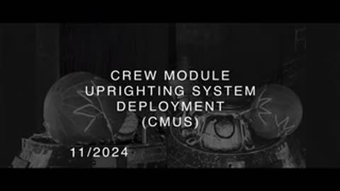 Crew Module Uprighting System (CMUS) deployment test showing inflated orange airbags.