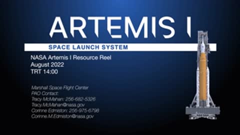 NASA title card with Artemis I text and Space Launch System graphic.