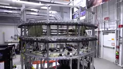 A close-up view of a circular multi-level engineering test structure.
