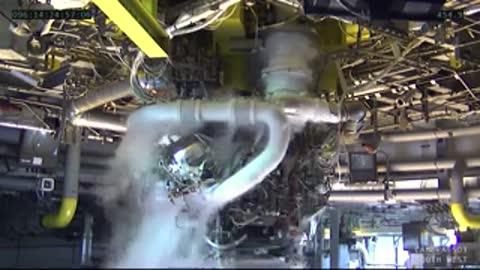 Close-up view of engine machinery as the test operations wind down.