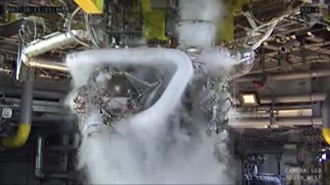 Close-up of engine plumbing and condensation during the test.