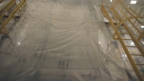 close-up view of the textured surface of the protective tent material