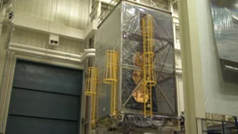 wide view of the telescope element structure in the hangar
