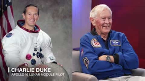 Side-by-side comparison of an astronaut portrait and a man in a blue jacket.