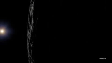 Graphic simulation of the lunar surface illuminated by the sun.
