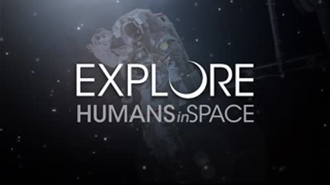Graphic showing an astronaut silhouette with text against a starry background.