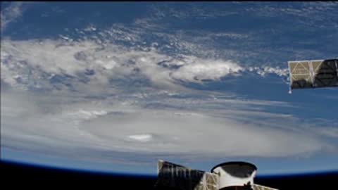 Earth view from space showing Hurricane Dorian swirling over the ocean.