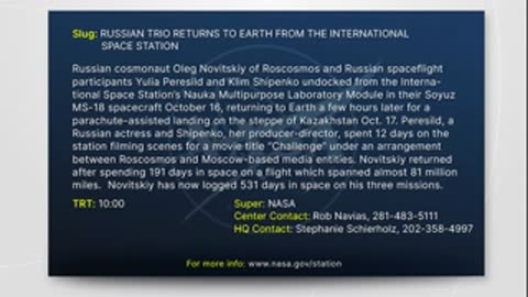 NASA information graphic describing the Russian trio's return to Earth.