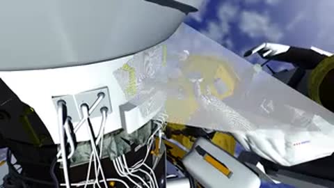 Close-up of astronaut hand working on panel