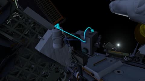 Close-up of cable connection with digital overlay