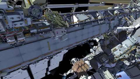 Exterior view of ISS with highlighted modules