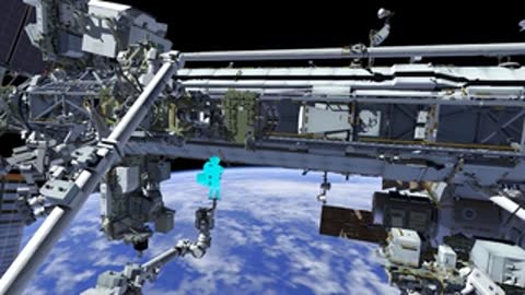 Robotic arm operating near ISS truss