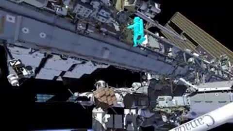 Close view of solar panels on ISS
