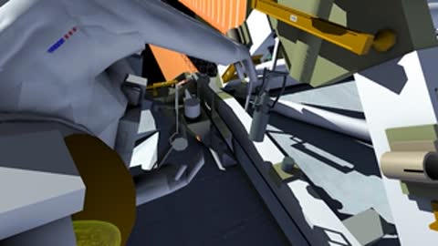 Close-up of cable and connector maintenance on the station.